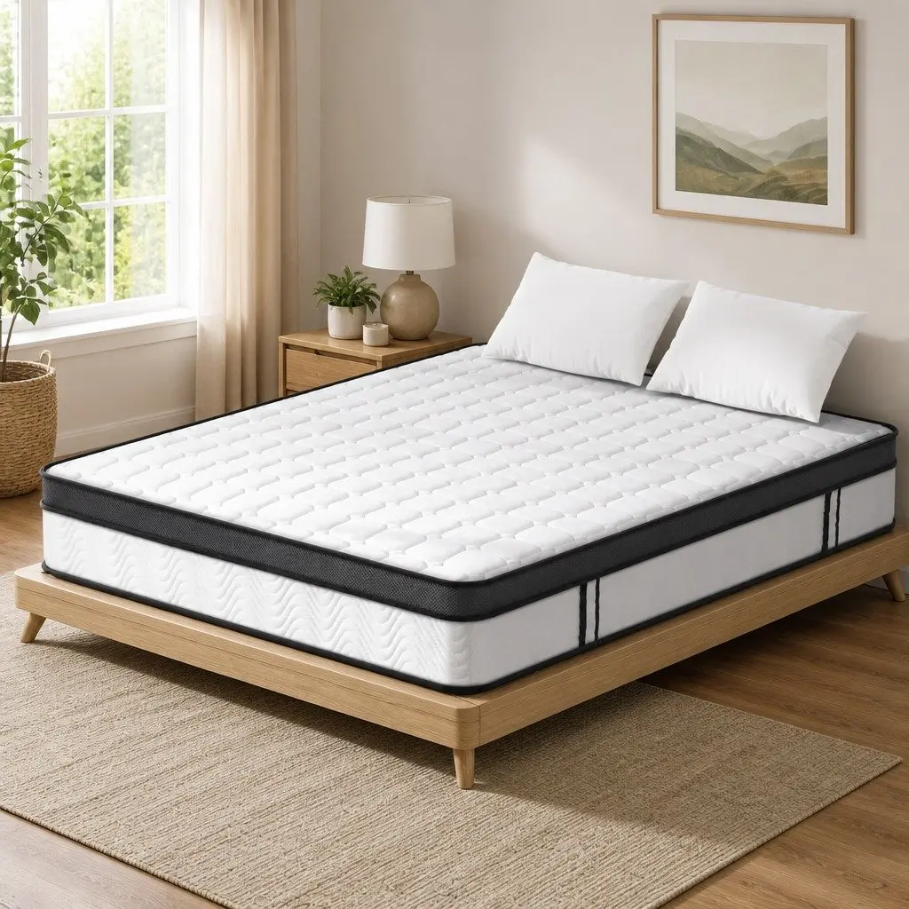 King Size Mattress White 25cm Medium Firm Bonnell Spring Gel Foam Support