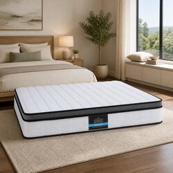 King Size Mattress 25cm Cool Gel Foam Medium-Firm Bonnell Spring Support White