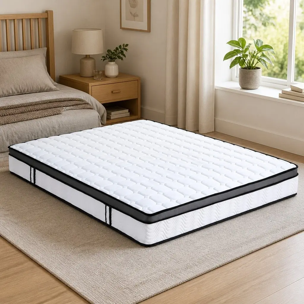 Queen Mattress 25cm Bonnell Spring Medium Firm Cool Gel Memory Foam White