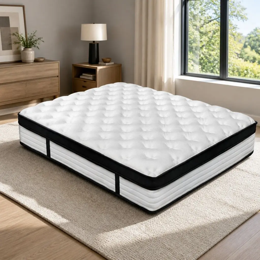 Double Mattress Euro Top 31cm White Plush Pocket Spring Medium Firmness