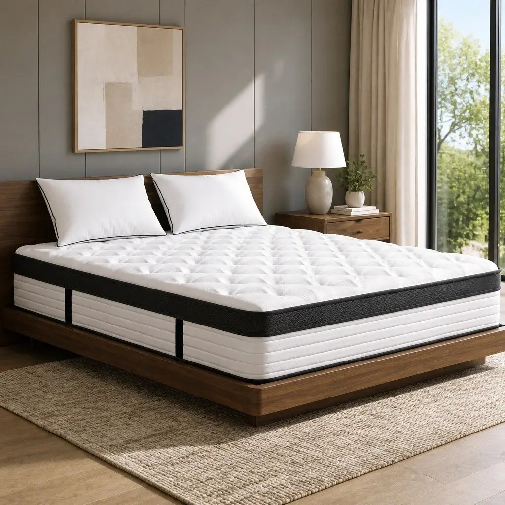 Double Mattress Euro Top 31cm White Plush Pocket Spring Medium Firmness