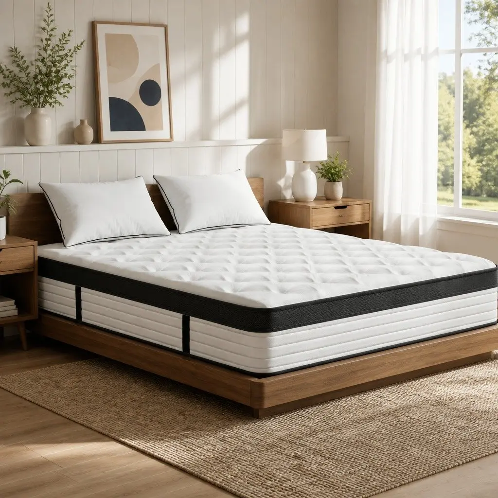 King Size Mattress 31cm Plush Pocket Spring Euro Top Medium Firmness White