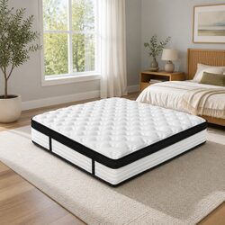 Queen Mattress 31cm Euro Top Plush Pocket Spring Medium Firmness Sleep Bed