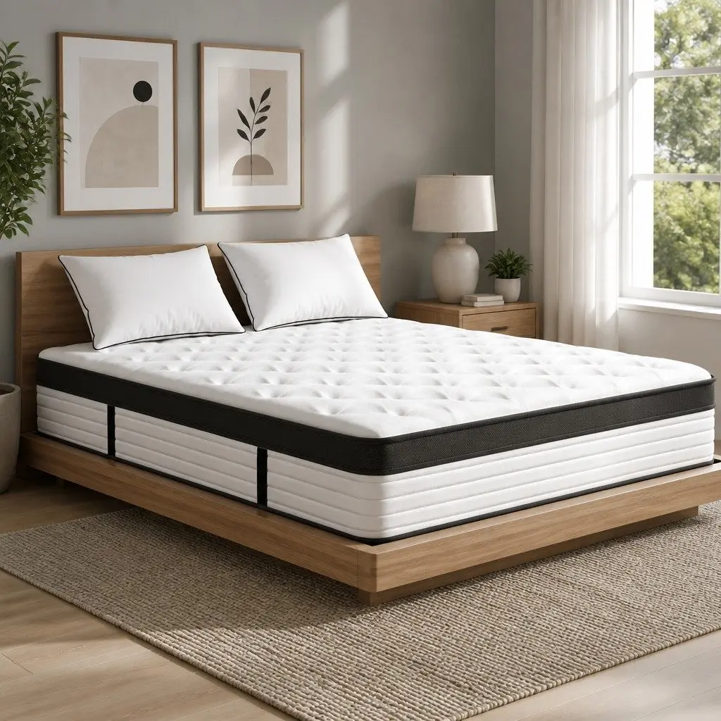 Queen Mattress Plush Euro Top Pocket Spring 31cm White Medium Firmness