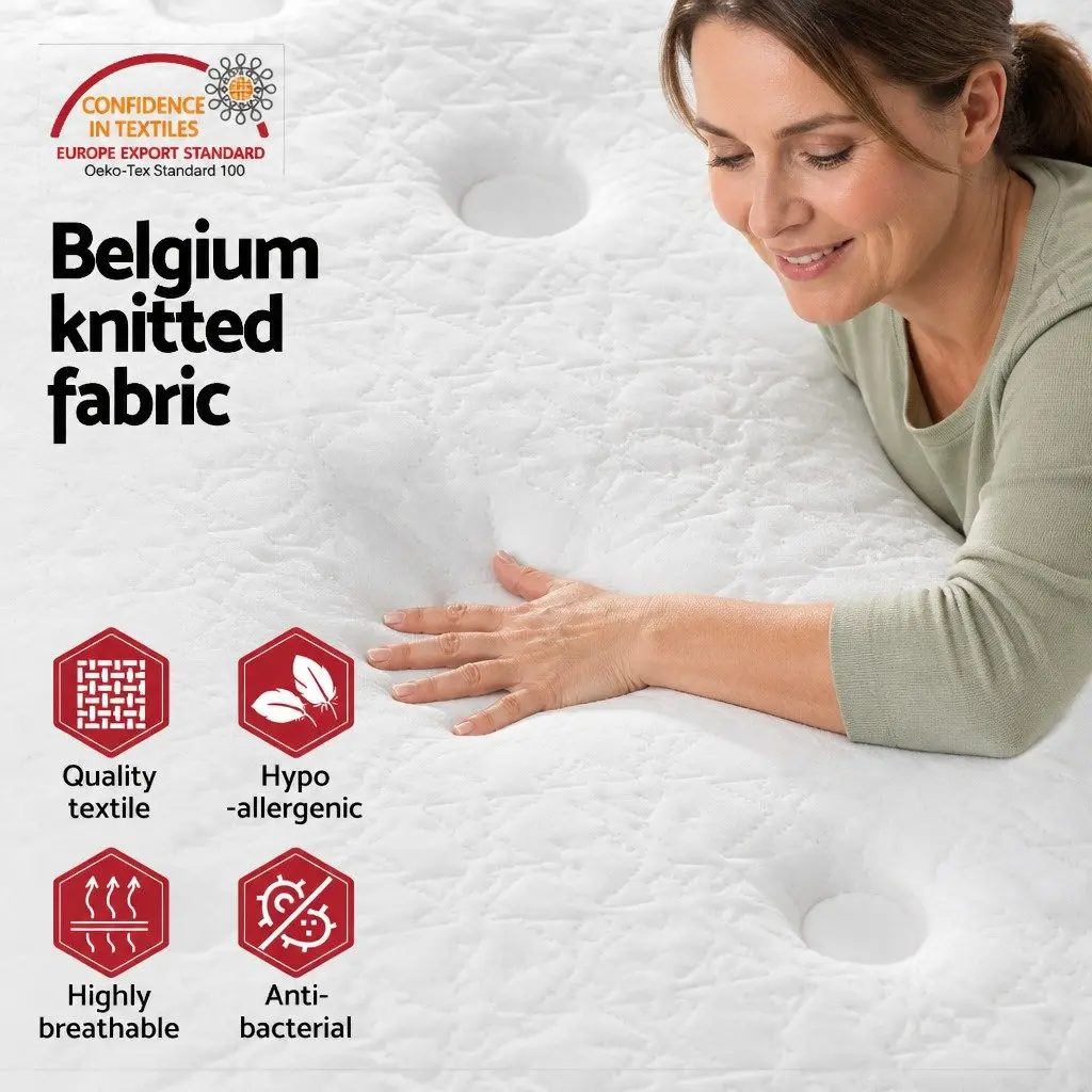 King Single Mattress Bonnell Spring 21cm Medium Firm Support White