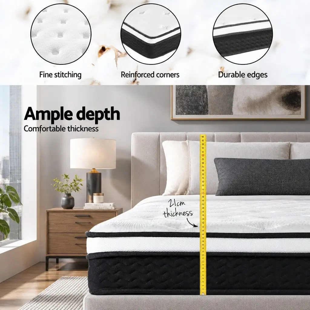 King Single Mattress Bonnell Spring 21cm Medium Firm Support White