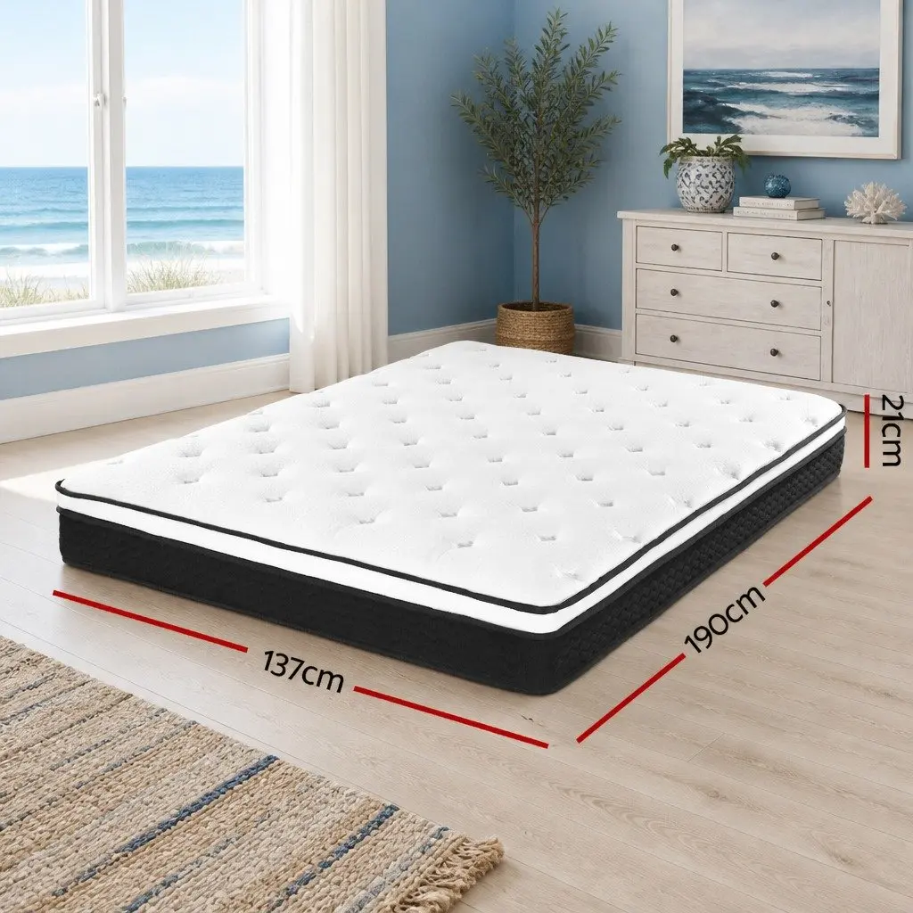 Double Mattress Bonnell Spring 21cm Medium Firm Hypoallergenic White