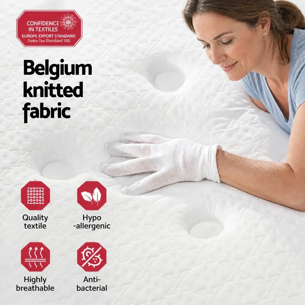 Double Mattress Bonnell Spring 21cm Medium Firm Hypoallergenic White