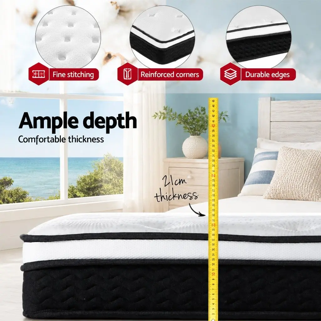 Double Mattress Bonnell Spring 21cm Medium Firm Hypoallergenic White
