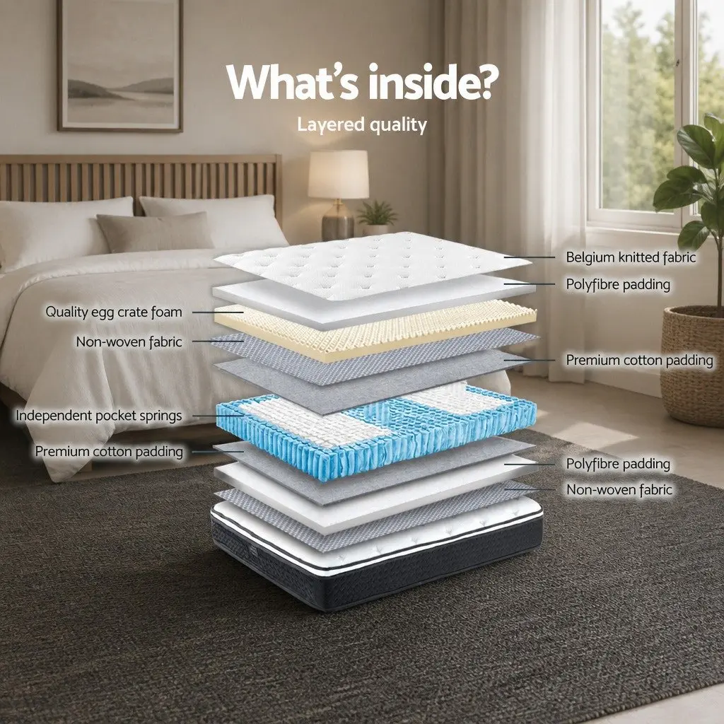 Double Mattress Bonnell Spring 21cm Medium Firm Hypoallergenic White