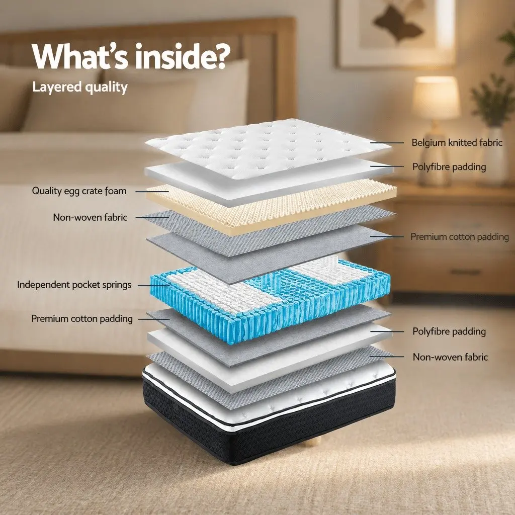 Double Mattress Bonnell Spring 21cm Medium Firm Hypoallergenic White