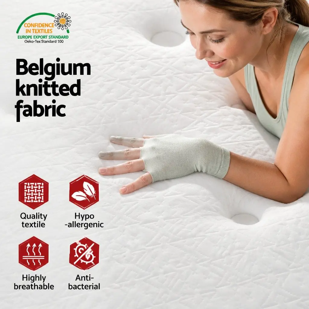 King Size Mattress Bonnell Spring 21cm Euro Top Firm Support Hypoallergenic White