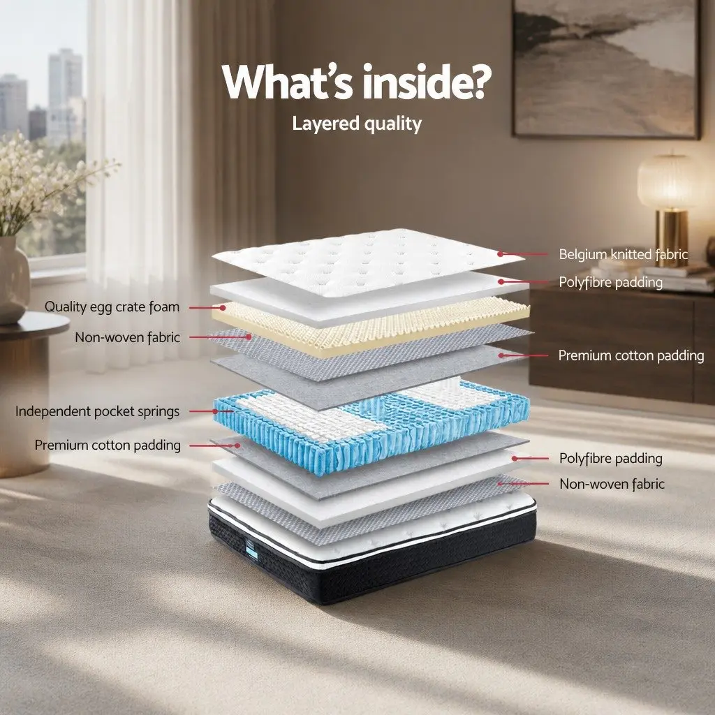 King Size Mattress Bonnell Spring 21cm Euro Top Firm Support Hypoallergenic White