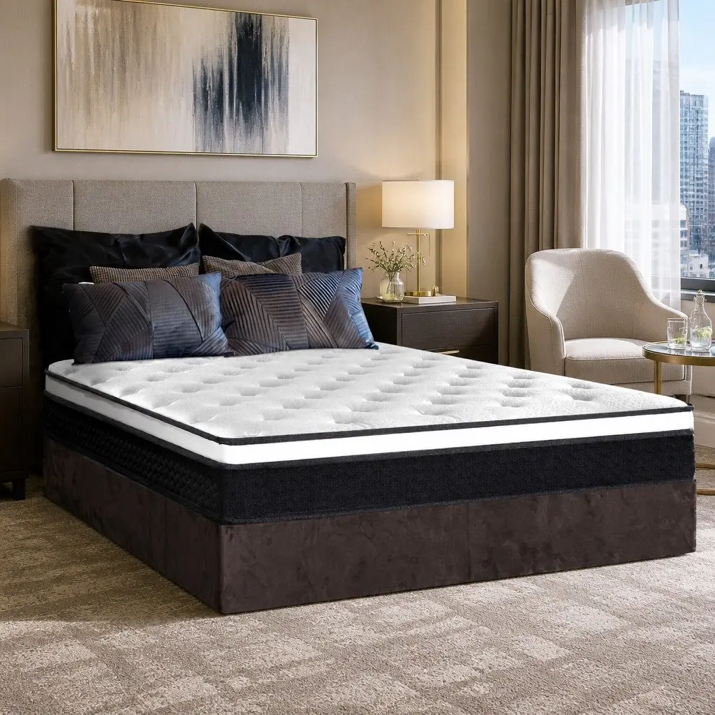 King Size Mattress Bonnell Spring 21cm Euro Top Firm Support Hypoallergenic White