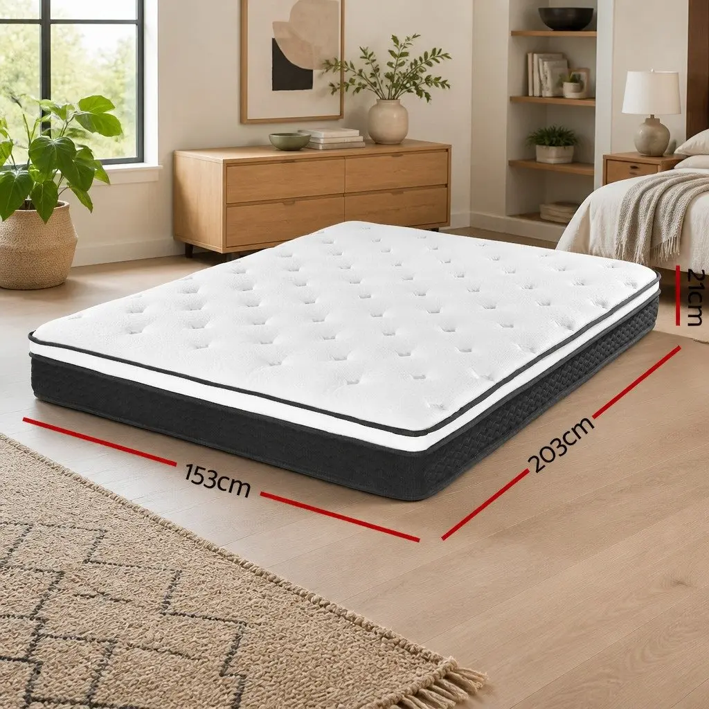 Queen Mattress Bonnell Spring 21cm Medium Firm Support White