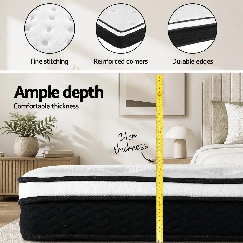Queen Mattress Bonnell Spring 21cm Medium Firm Support White