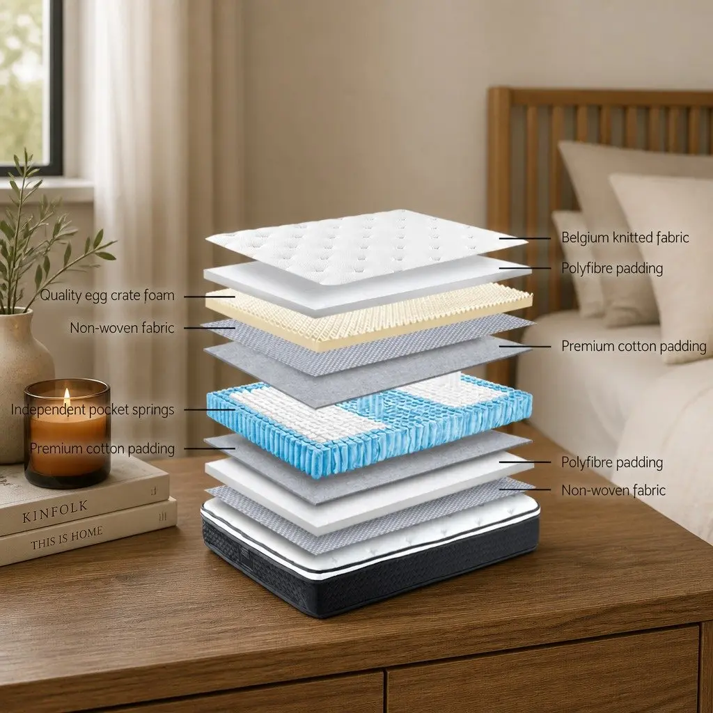 Queen Mattress Bonnell Spring 21cm Medium Firm Support White