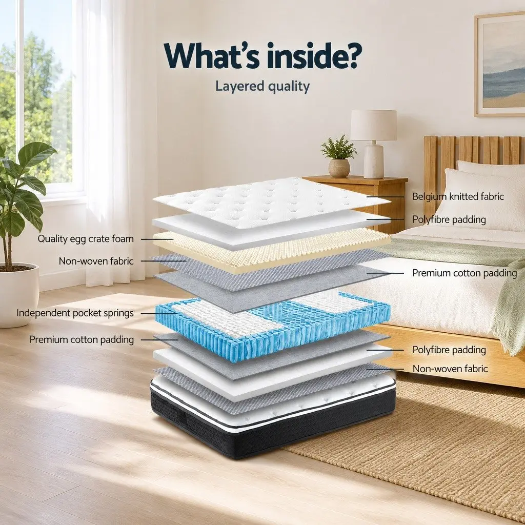 Single Mattress 21cm Euro Top Bonnell Spring Medium Firm Support Hypoallergenic
