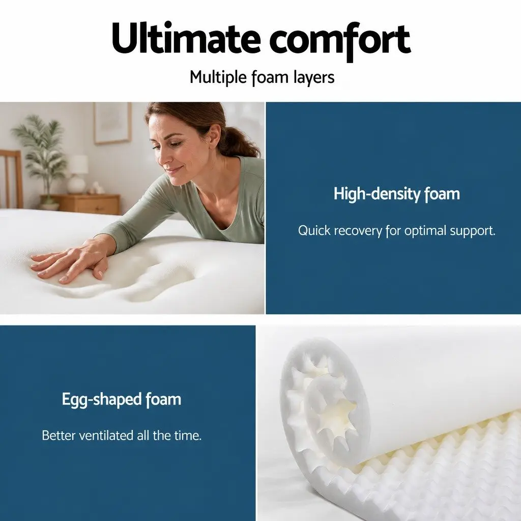 King Single Mattress 30cm Pocket Spring Medium Firm Hypoallergenic White Grey