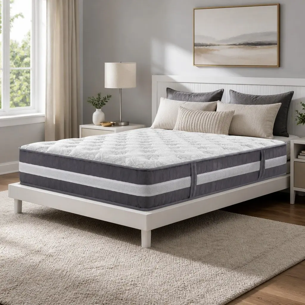 Double Mattress Tight Top Pocket Spring 30cm Medium Firmness High-Density Foam White or Grey