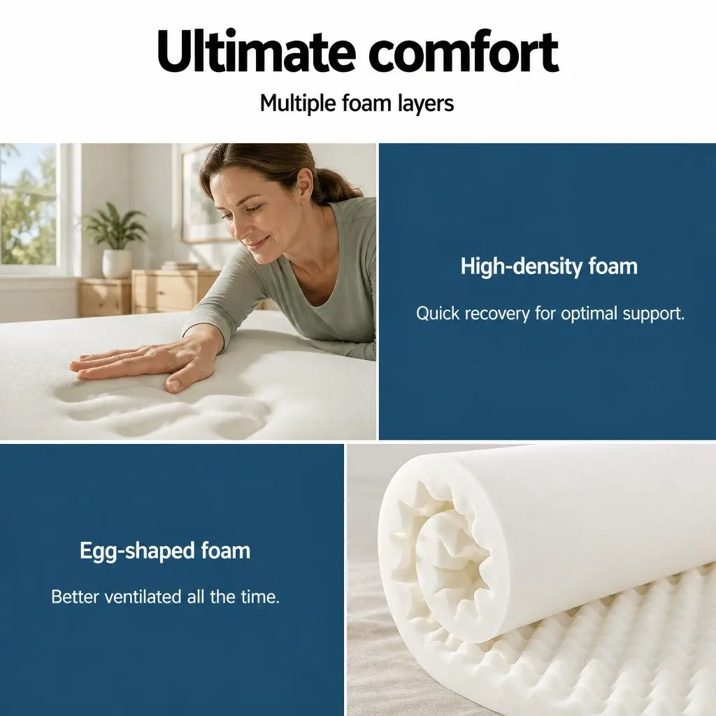 Double Mattress Tight Top Pocket Spring 30cm Medium Firmness High-Density Foam White or Grey