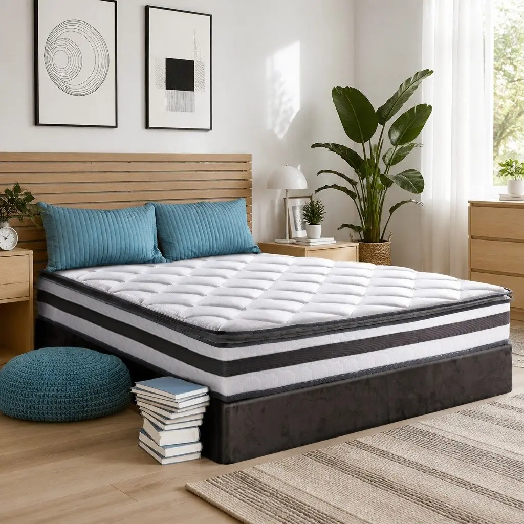 Single Mattress 21cm Pillow Top Medium Firm Bonnell Spring Breathable White Bed