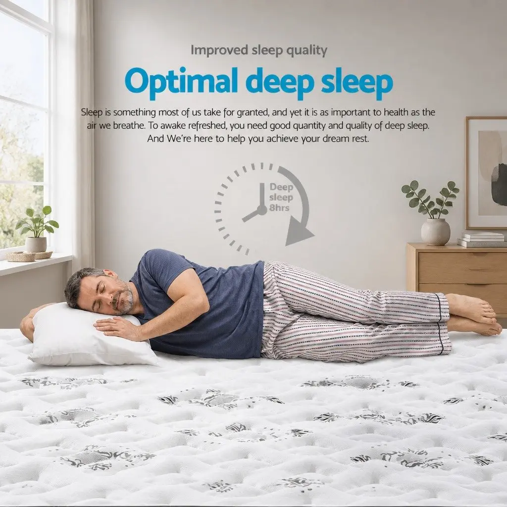 Double Mattress 24cm Pillow Top Quilted Medium Firm Bonnell Spring Coil System