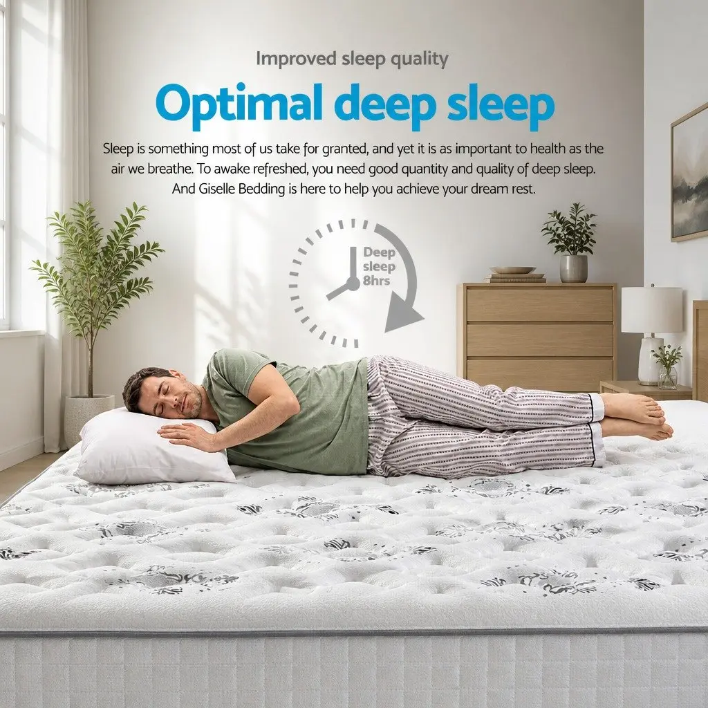 King Size Mattress Pillow Top Bonnell Spring 24cm White