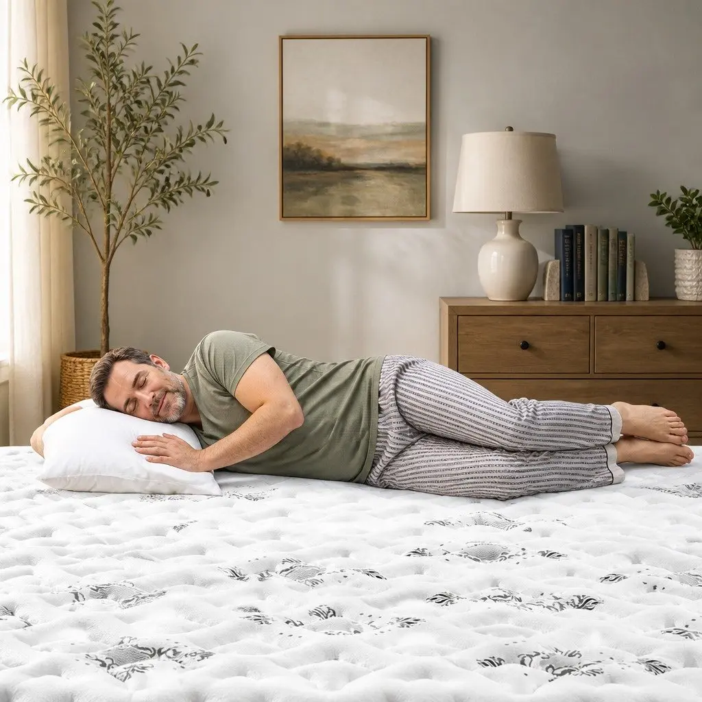 Queen Mattress Bonnell Spring Medium Firm 24cm White Pillow Top Comfort Sleep Bed