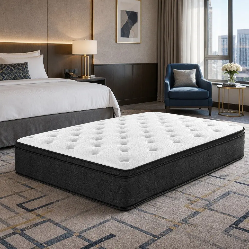 Double Euro Top Mattress Pocket Spring 34cm Medium Firm White Bed