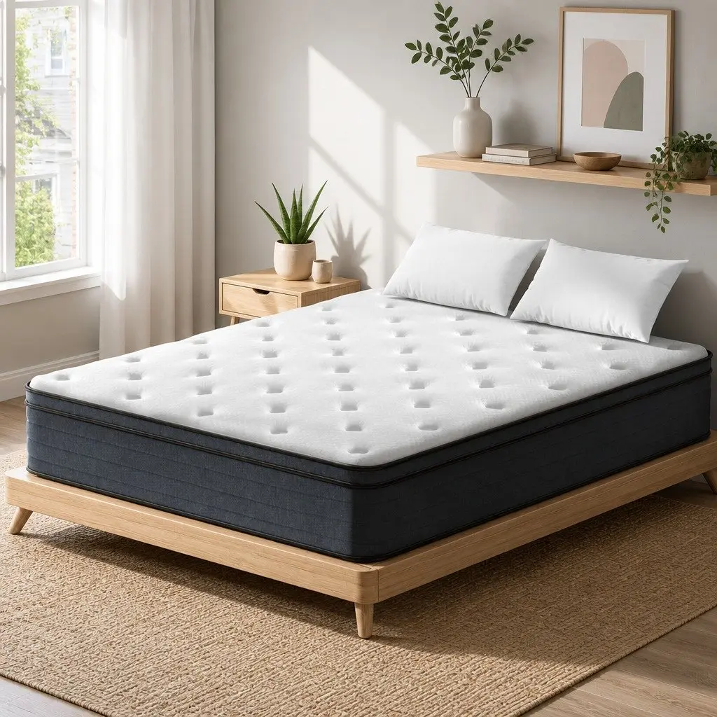 King Size Euro Top Mattress 34cm Thick Medium Firm Support Pocket Spring White