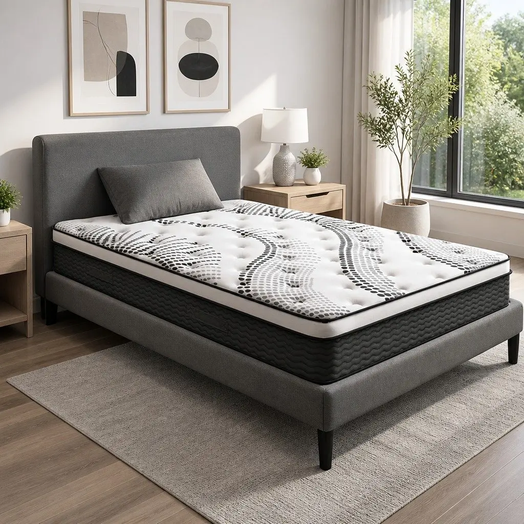 King Single Euro Top Mattress 32cm Thick Pocket Spring Medium Firmness White