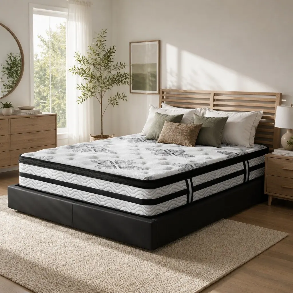 Queen Mattress 34cm Euro Top Pocket Spring Plush Medium Firm Support Bed