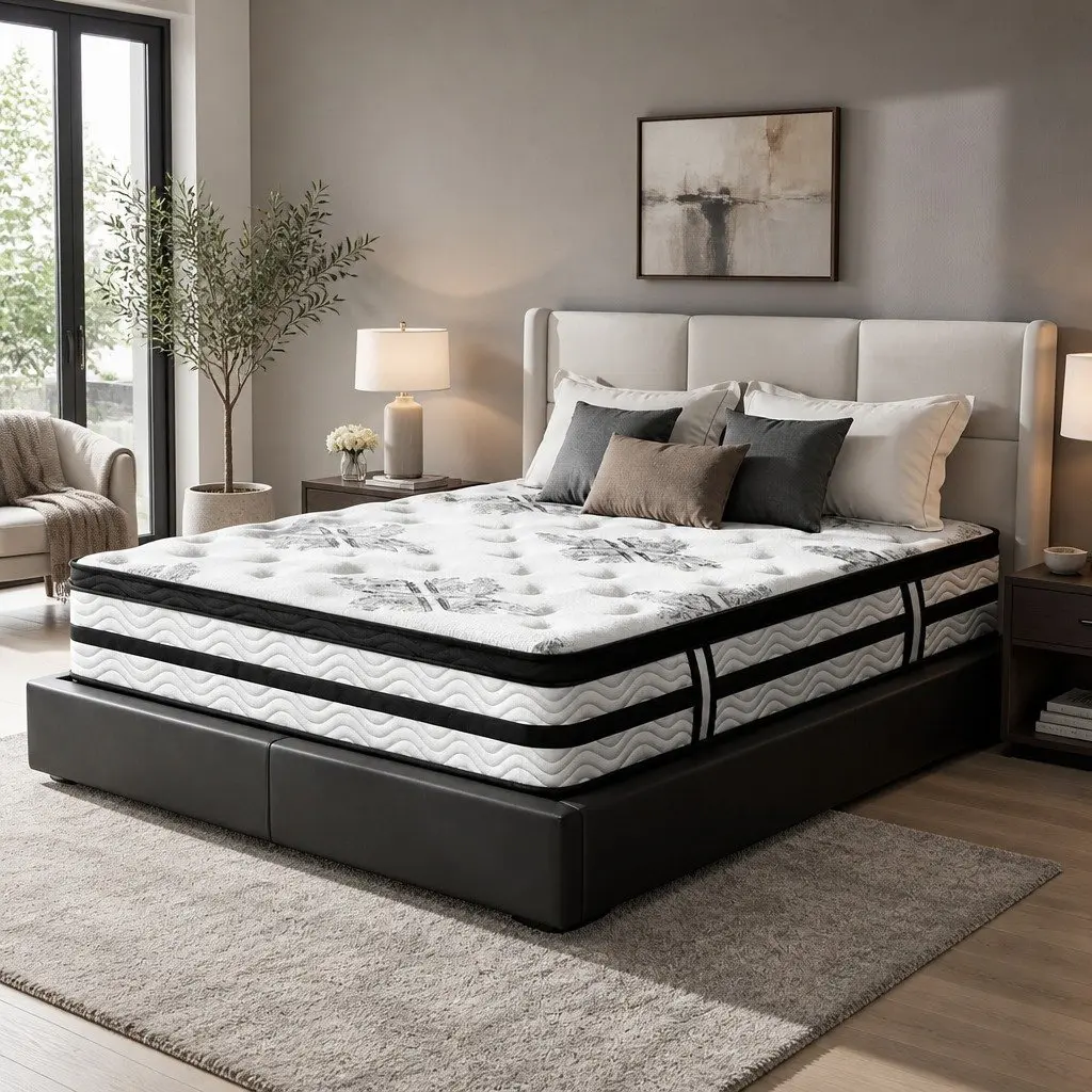 Queen Mattress 34cm Euro Top Pocket Spring Plush Medium Firm Support Bed