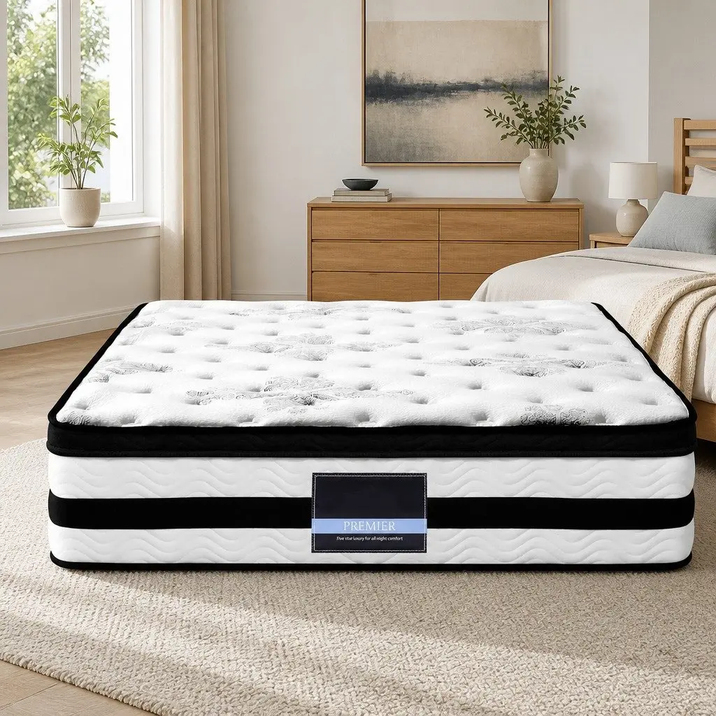 Super King Mattress Euro Top 34cm Pocket Spring Medium Firm Support White
