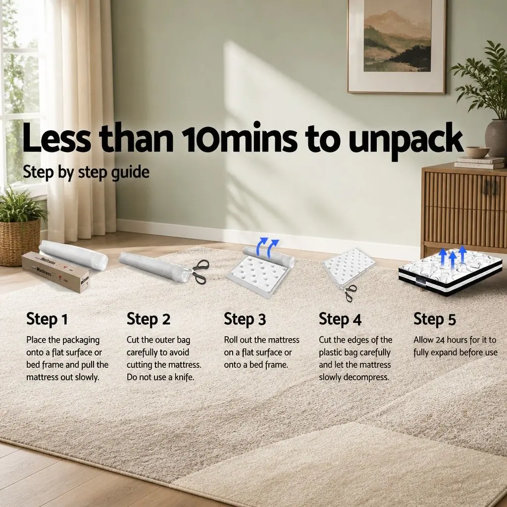 Super King Mattress Euro Top 34cm Pocket Spring Medium Firm Support White