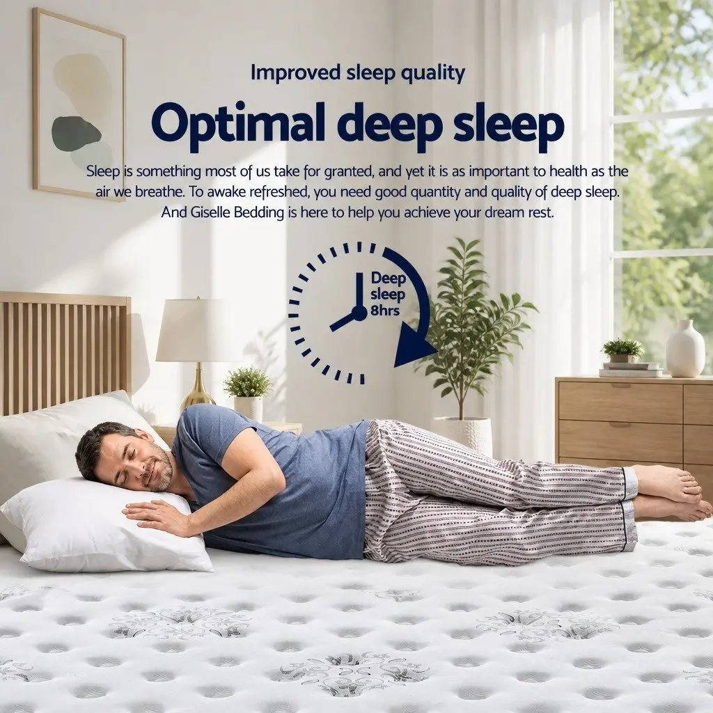 Double Mattress Cool Gel Memory Foam 34cm Medium Firm Euro Top White Grey