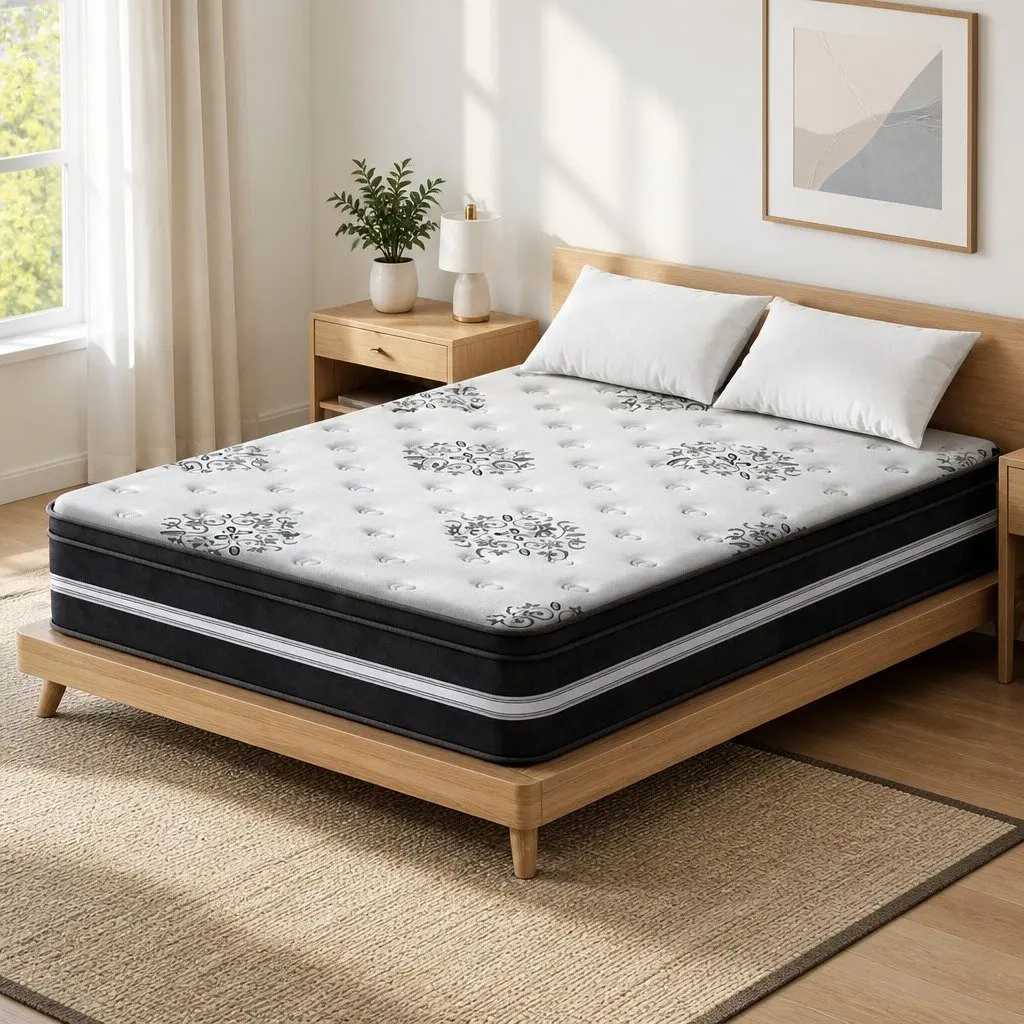 King Size Mattress Euro Top 34cm Cool Gel Memory Foam Medium Firm Support White