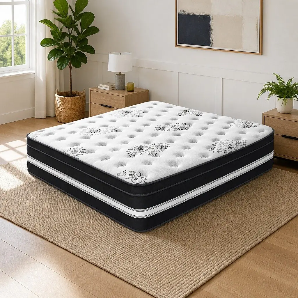 King Size Mattress Euro Top 34cm Cool Gel Memory Foam Medium Firm Support White