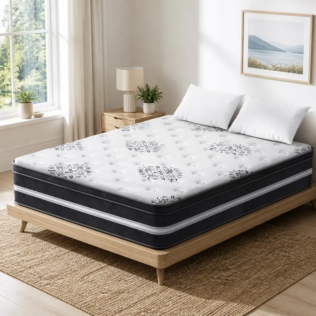 Queen Mattress 34cm Euro Top Cool Gel Memory Foam Medium Firm Support Pocket