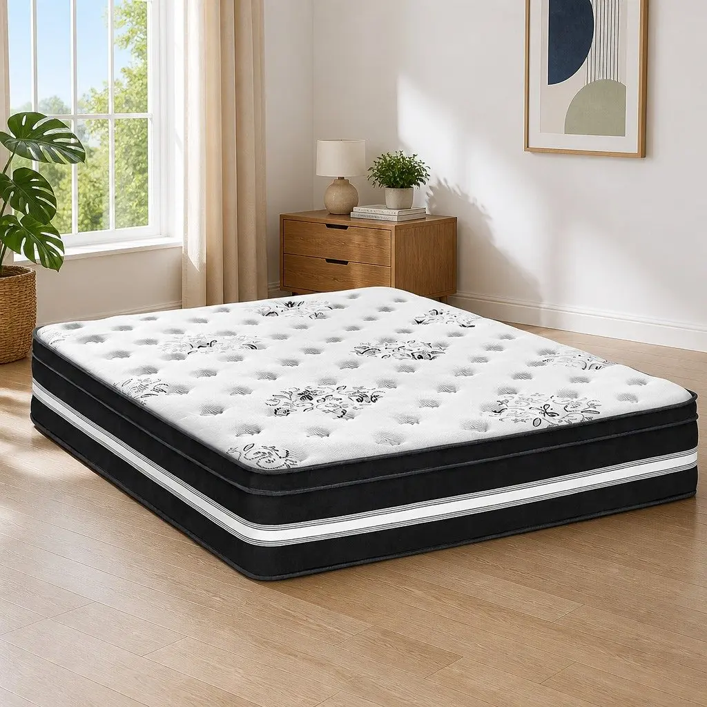 Queen Mattress 34cm Euro Top Cool Gel Memory Foam Medium Firm Support Pocket