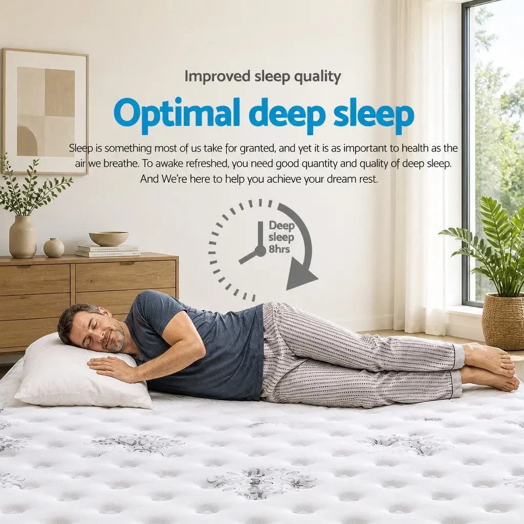 Queen Mattress 34cm Euro Top Cool Gel Memory Foam Medium Firm Support Pocket