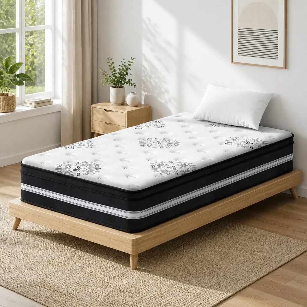 Single Mattress Euro Top 34cm Cool Gel Memory Foam Medium Firm Support White