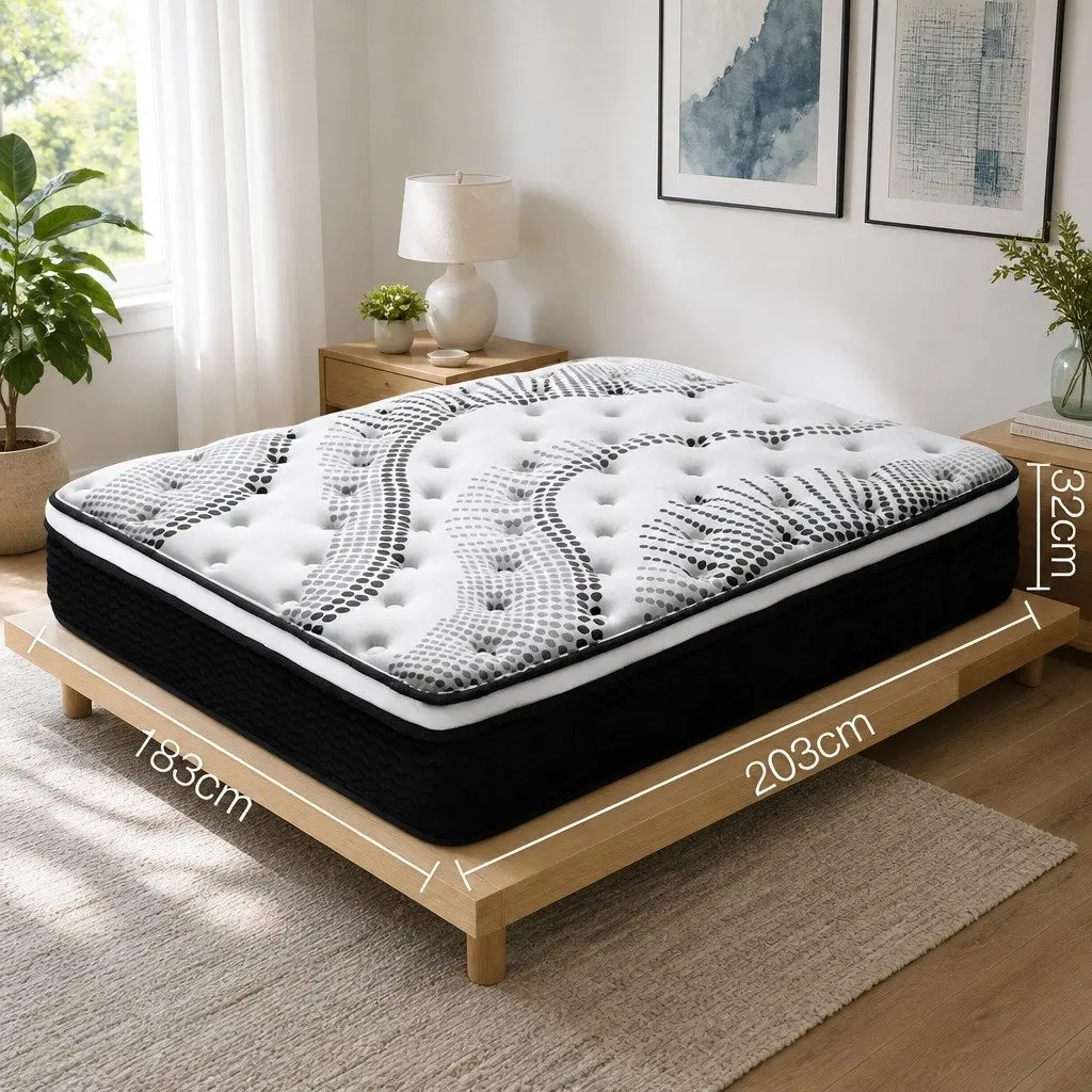 King Size Euro Top Mattress 32cm Thick Pocket Spring White