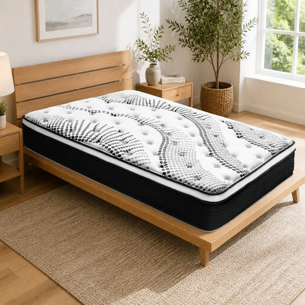 Single Pocket Spring Mattress 32cm Thick Medium Firmness Euro Top White