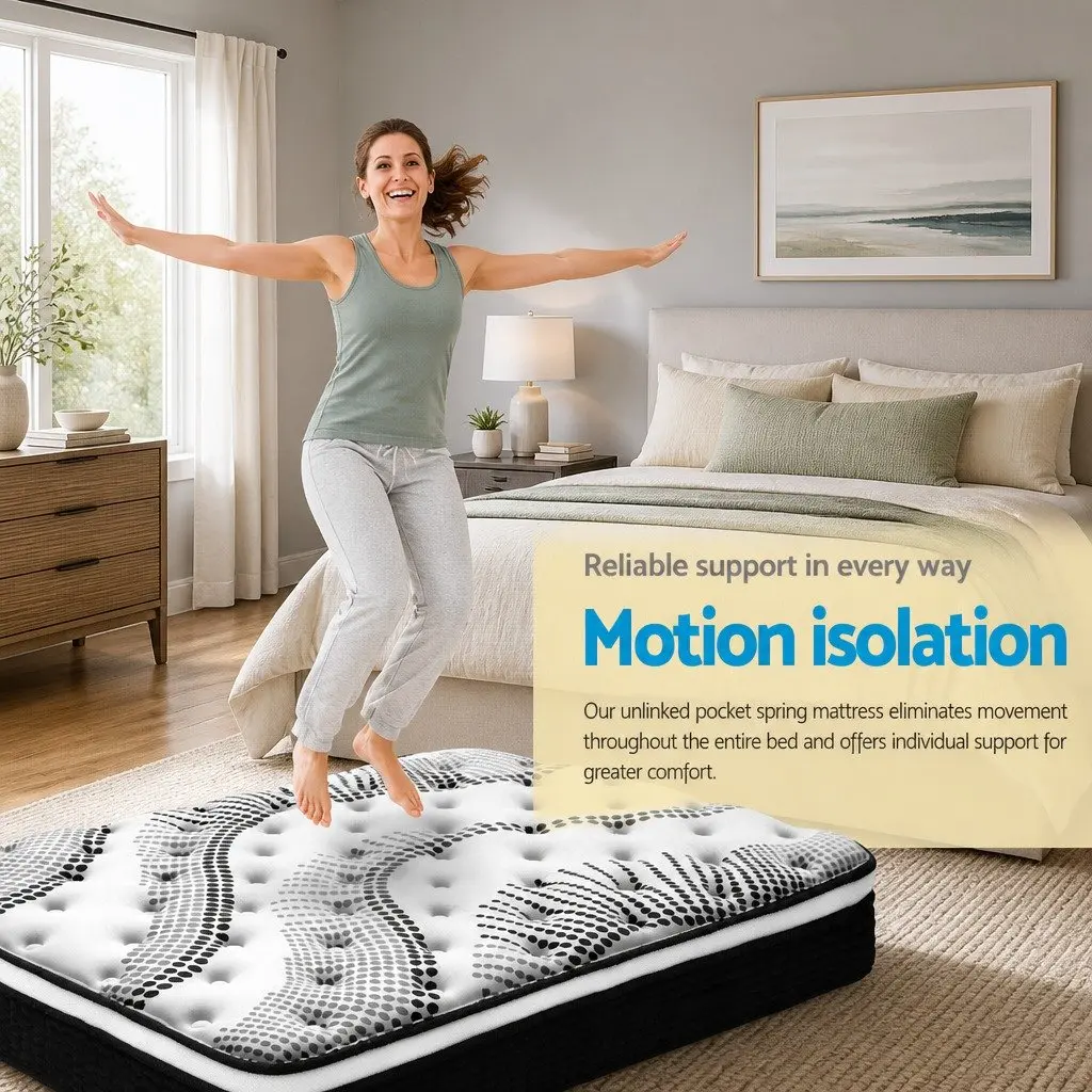 Single Pocket Spring Mattress 32cm Thick Medium Firmness Euro Top White