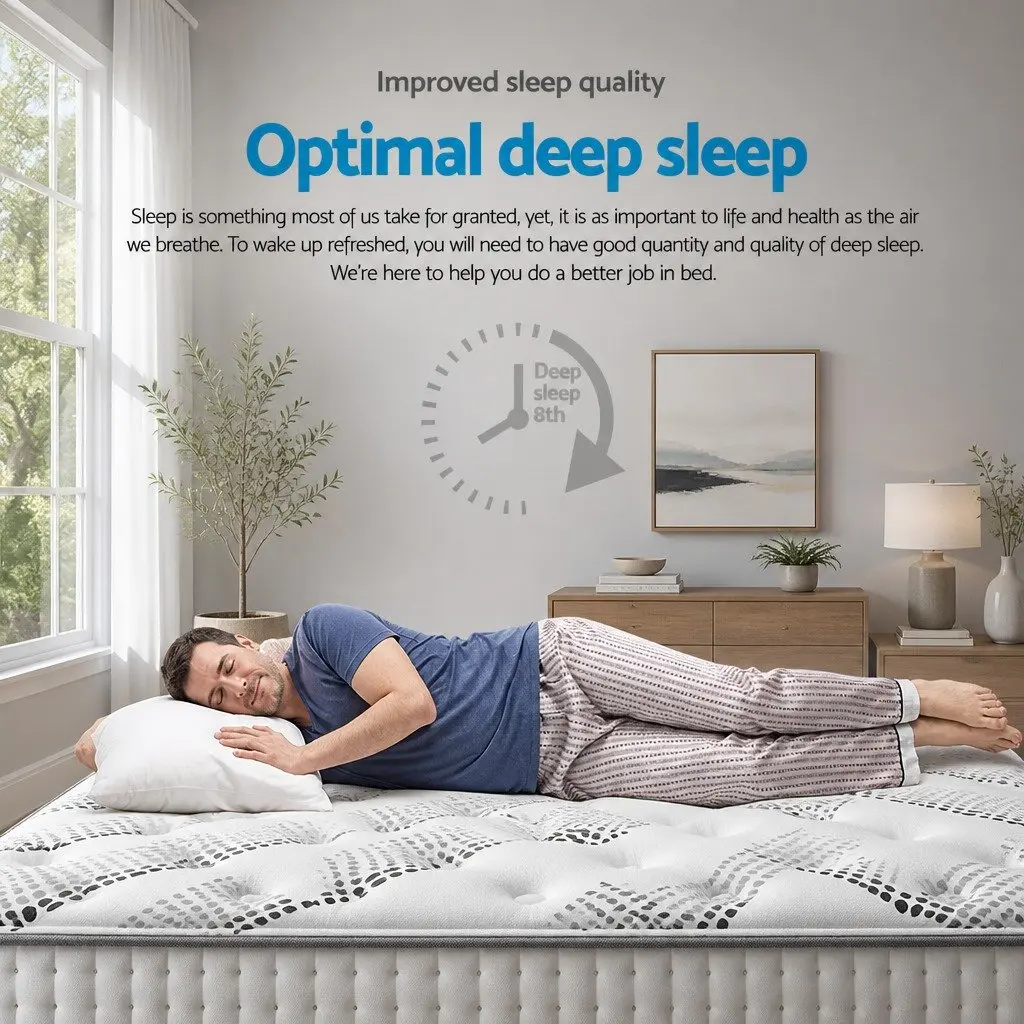 Single Pocket Spring Mattress 32cm Thick Medium Firmness Euro Top White