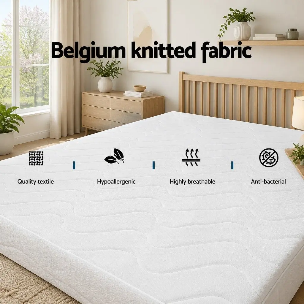 King Single Mattress Bonnell Spring 13cm Medium Firm Quilted Black and White