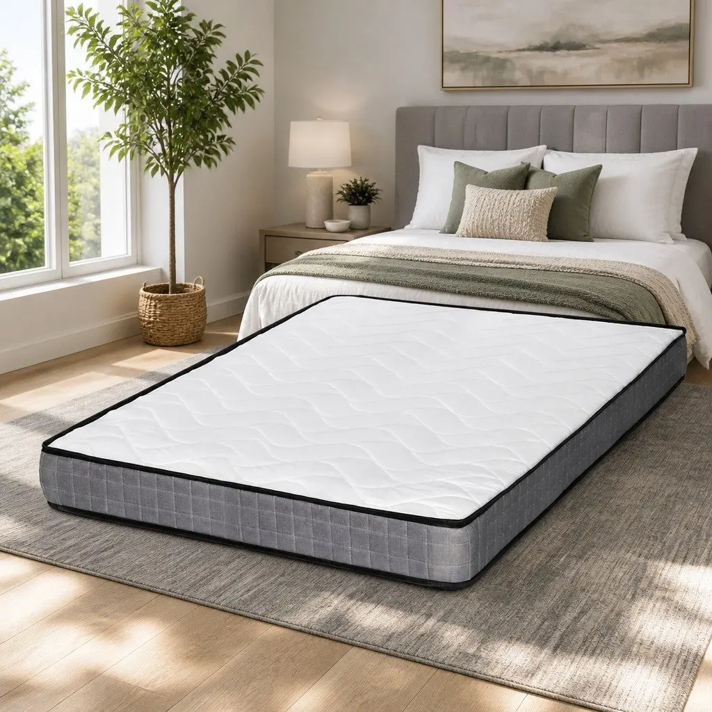 Double Mattress Bonnell Spring 13cm Medium Firm Tight Top Black White