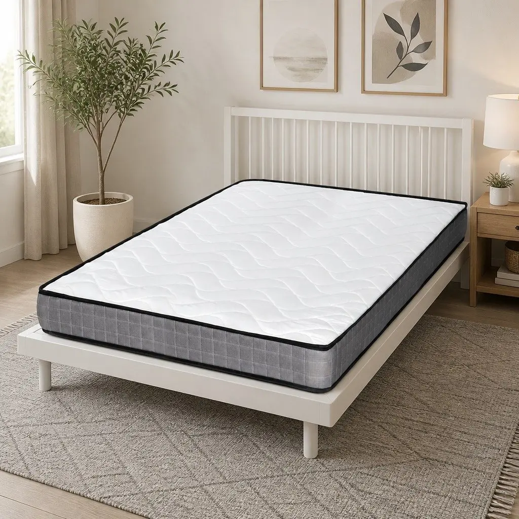 Double Mattress Bonnell Spring 13cm Medium Firm Tight Top Black White